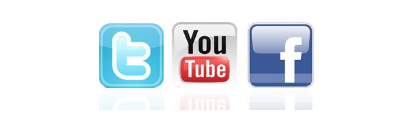 Twitter, YouTube, Facebook